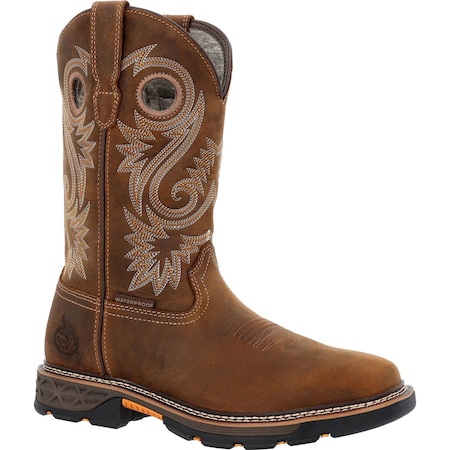 Georgia Boot Men's Waterproof Western Work Boot, 8 W, Alloy Toe, 11 in H, Crazy Horse, GB00622 GB00622